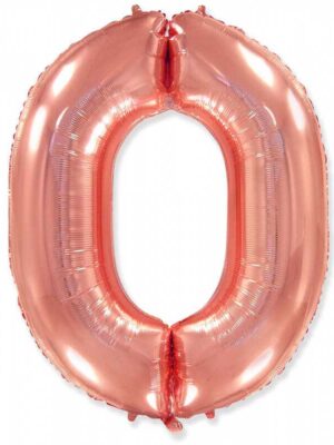 Фольгированный шар цифра 0, Розовое золото