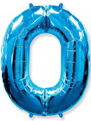 Фольгированный шар цифра 0, Синий