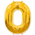 Фольгированный шар цифра 0, Золото