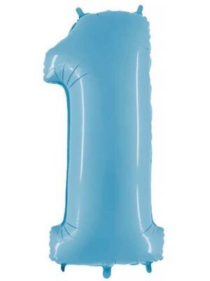 Фольгированный шар цифра 1, Голубой