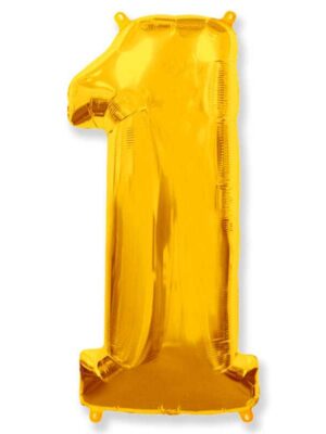 Фольгированный шар цифра 1, Золото