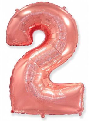 Фольгированный шар цифра 2, Розовое золото