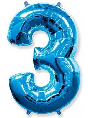 Фольгированный шар цифра 3, Синий