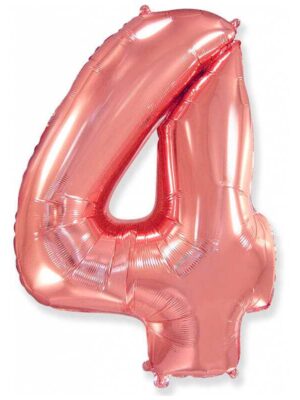 Фольгированный шар цифра 4, Розовое золото