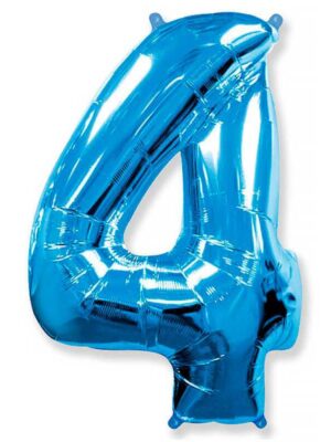 Фольгированный шар цифра 4, Синий