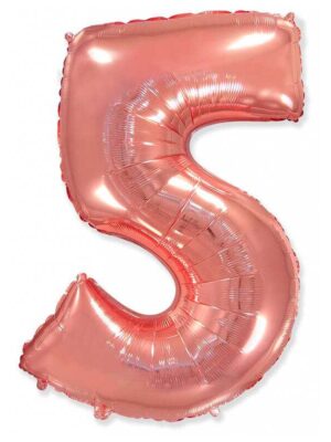 Фольгированный шар цифра 5, Розовое золото