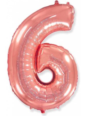 Фольгированный шар цифра 6, Розовое золото