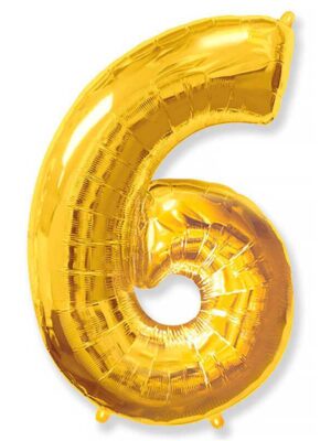 Фольгированный шар цифра 6, Золото