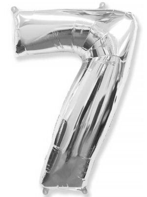 Фольгированный шар цифра 7, Серебро