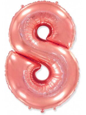 Фольгированный шар цифра 8, Розовое золото