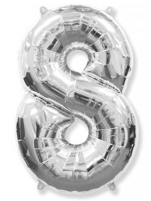 Фольгированный шар цифра 8, Серебро