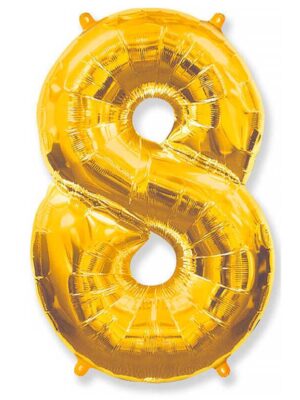Фольгированный шар цифра 8, Золото