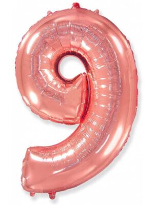 Фольгированный шар цифра 9, Розовое золото