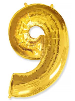 Фольгированный шар цифра 9, Золото