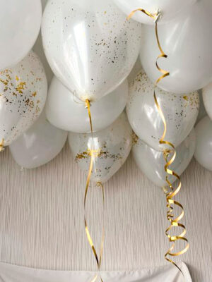 Шары под потолок «Дабл-Стафф белые с конфетти»
