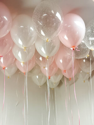 Шары под потолок «Дабл-Стафф розовые, Дабл-Стафф белые, Конфетти»