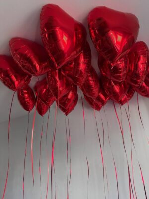 Шары под потолок «Фольгированные сердца красные»