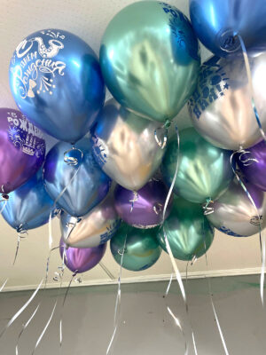 Шары под потолок «Хром ассорти С Днем Рождения»