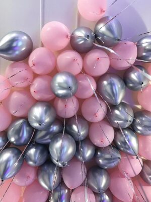 Шары под потолок «Хром серебро, Розовые»