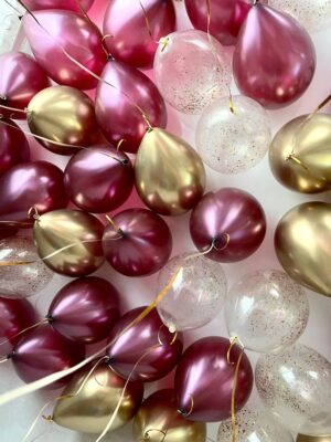 Шары под потолок «Хром золото, Хром фуше, Конфетти»