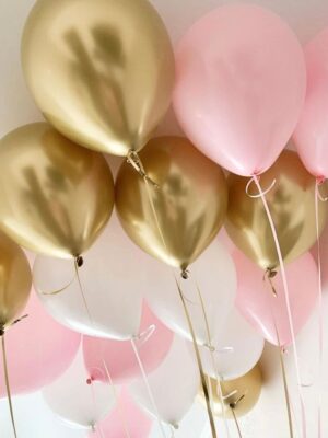 Шары под потолок «Хром золото, Нежно розовые, Белые»