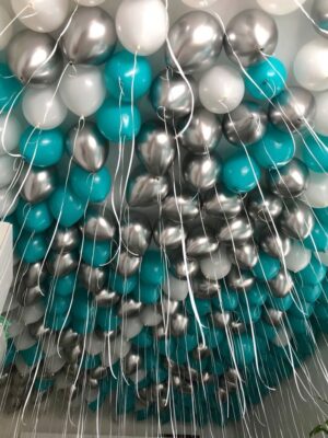 Шары под потолок «Серебро хром, белые, тиффани»