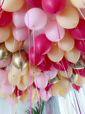 Шары под потолок «Золото хром, Ванила крем, Розовые, Красные»